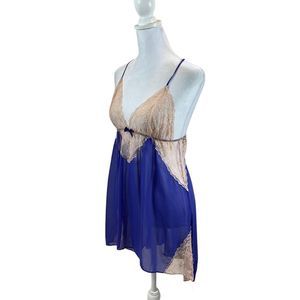 Rare Victoria’s Secret Purple and Champagne Lace Nightgown Teddy Size Medium